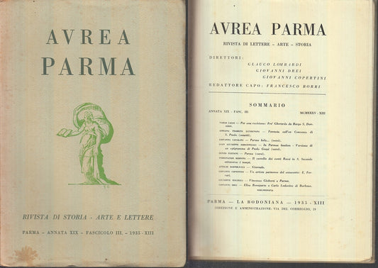 LR- RIVISTA AUREA PARMA ANNO XIX FASCICOLO 3 -- BODONIANA --- 1935 - B - XFS55