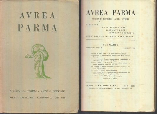 LR- RIVISTA AUREA PARMA ANNO XIX FASCICOLO 2 -- BODONIANA --- 1935 - B - XFS55
