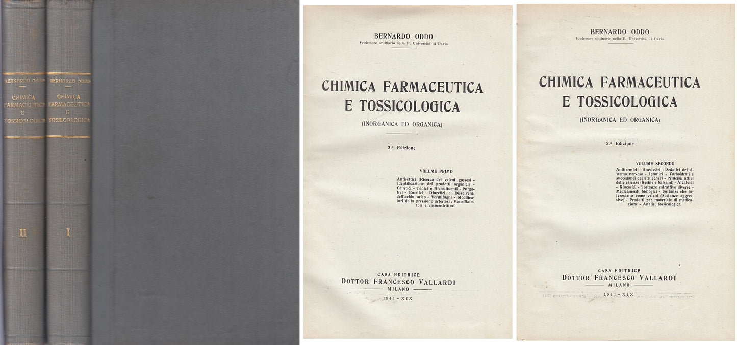 LZ- CHIMICA FARMACEUTICA E TOSSICOLOGICA 2 VOL.-- VALLARDI --- 1941 - C - YFS630