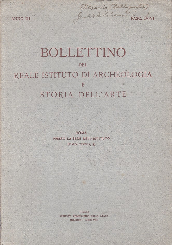 LS- BOLLETTINO REALE  ISTITUTO ARCHEOLOGIA E ARTE -- ROMA --- 1929 - B - ZFS633