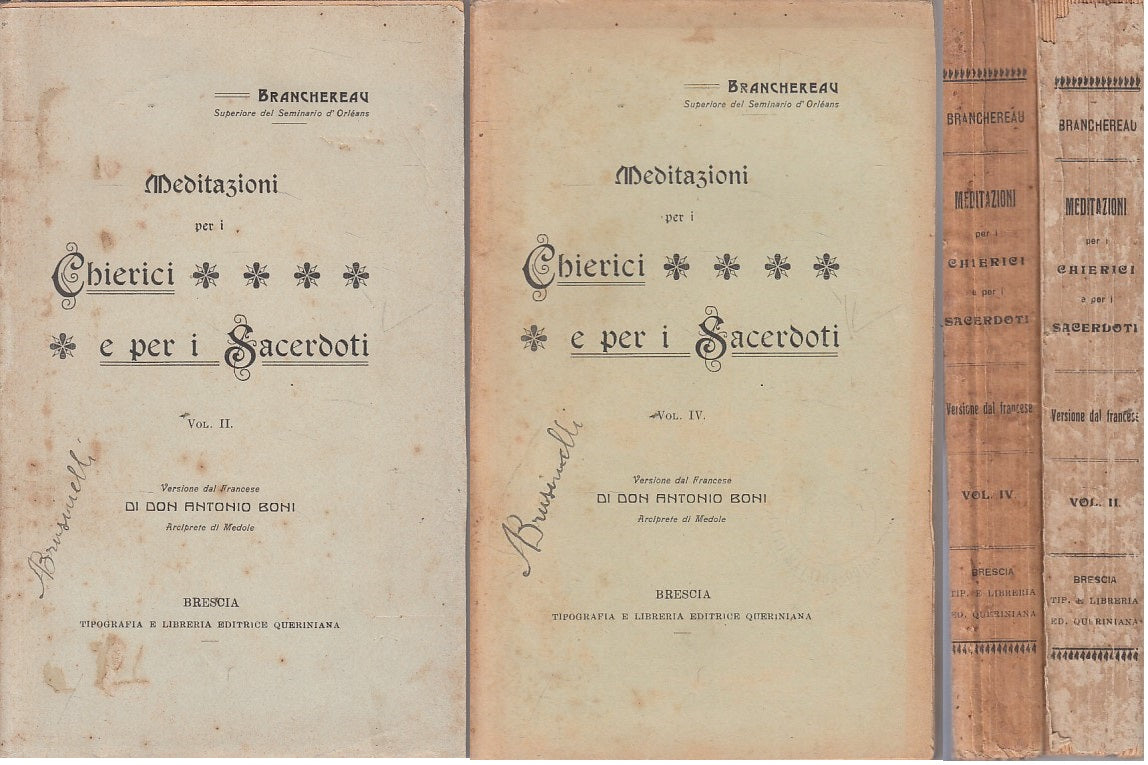 LD- MEDITAZIONI PER CHIERICI E SACERDOTI 2 VOLL -- BRECSIA --- 1909 - B - YFS485