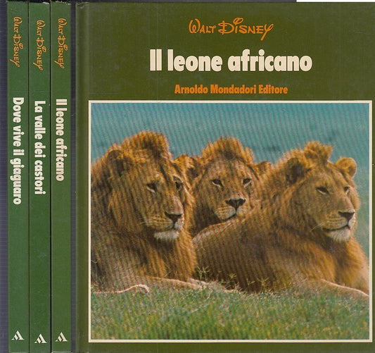 LB- DISNEY NATURA 3 VOLUMI GIAGUARO LEONE CASTORI-- MONDADORI--- 1975- C- YFS516
