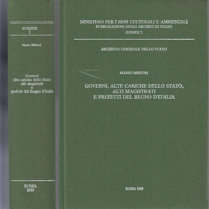 LS- GOVERNI CARICHE STATO MAGISTRATI REGNO D'ITALIA- MISSORI---- 1989- C- XFS62