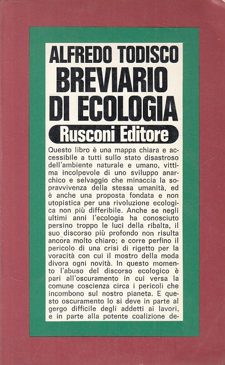 LS- BREVIARIO DI ECOLOGIA - TODISCO - RUSCONI -- 1a ED. - 1974 - B - YFS409