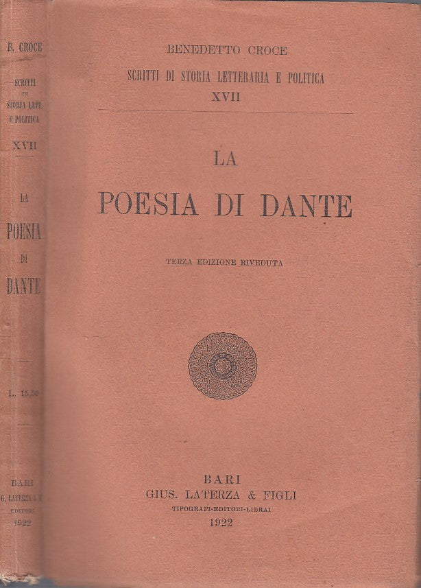 LS- LA POESIA DI DANTE - CROCE - LATERZA - STORIA LETTERARIA-- 1922 - B - ZFS320