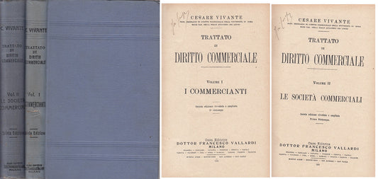 LZ- TRATTATO DIRITTO COMMERCIALE 2 VOL. - VIVANTE- VALLARDI--- 1928 - C - ZFS463