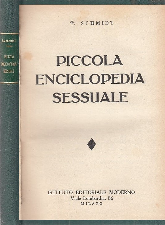 LZ- PICCOLA ENCICLOPEDIA SESSUALE- SCHMIDT- IST. ED. MODERNO--- 1936- C - YFS722