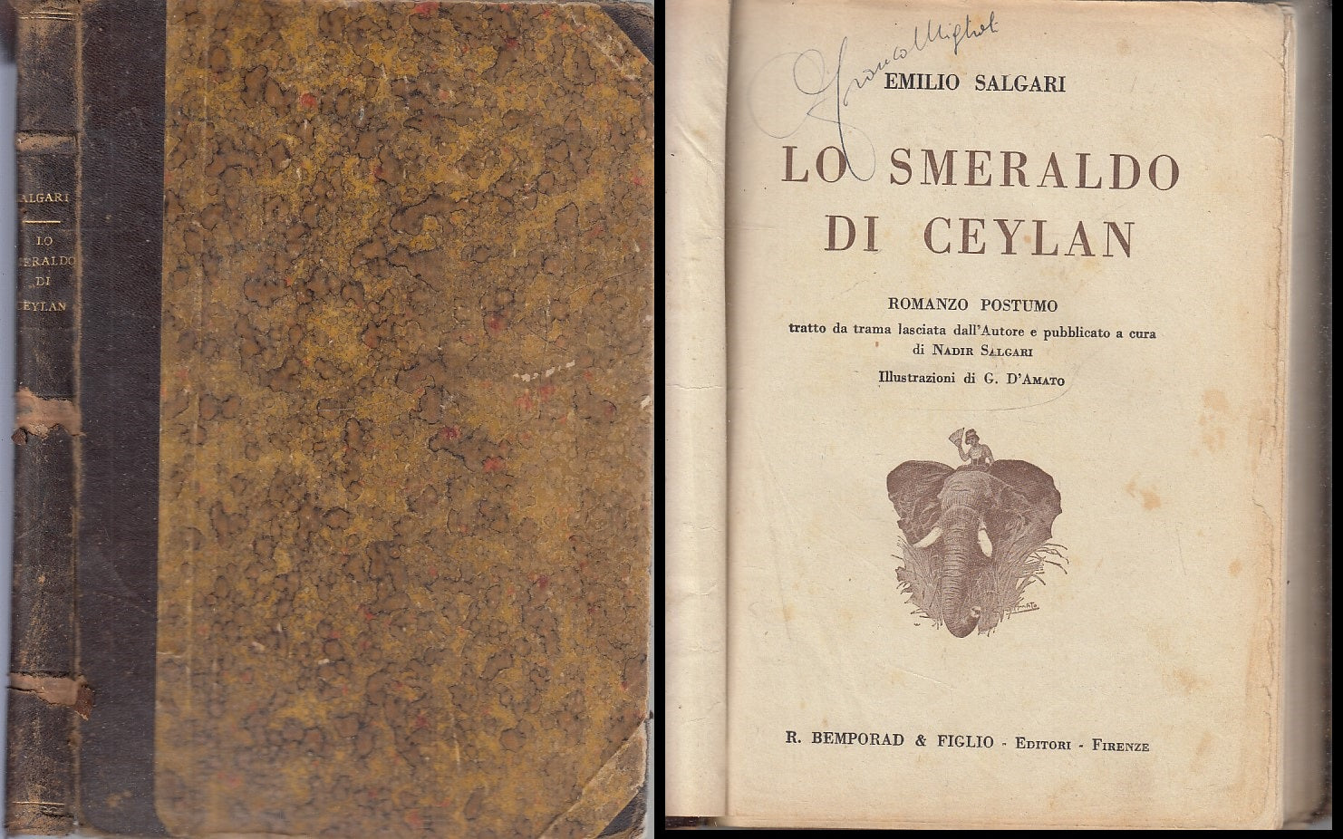 LN- LO SMERALDO DI CEYLAN D'AMATO - EMILIO SALGARI - BEMPORAD --- 1931 -- XFS139