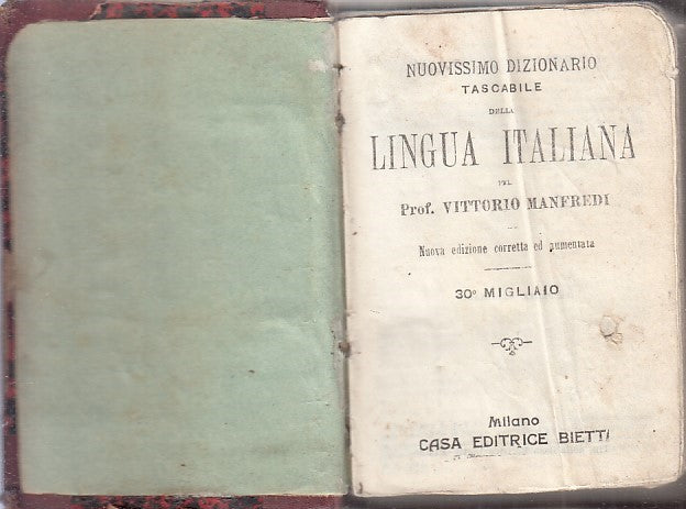 LZ- NUOVISSIMO DIZIONARIO LINGUA ITALIANA- MANFREDI- BIETTI--- 1900 - C - ZFS191