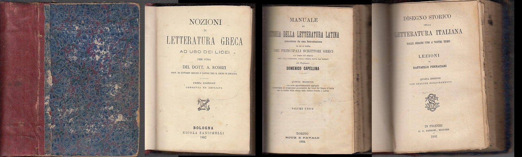 LZ- LETTERATURA GRECA LATINA ITALIANA RACCOLTA 3 - CAPELLINA ---- 1882 –  lettoriletto