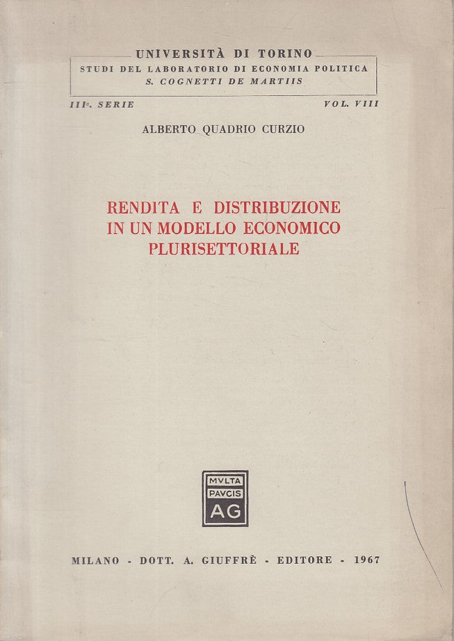 LZ- RENDITA DISTRIBUZIONE MODELLO PLURISETTORIALE-- GIUFFRE'--- 1967- B - ZFS172