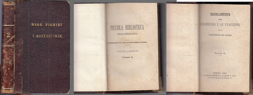 LM- PICCOLA BIBLIOTECA ESERCITO VOLUME II 2- MAGG. PIGHINI ---- 1860 - C - XFS85