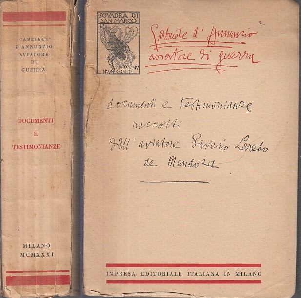 LS- D'ANNUNZIO AVIATORE GUERRA DI DOCUMENTI - LAREDO MENDOZA ---- 1931 -- XFS100