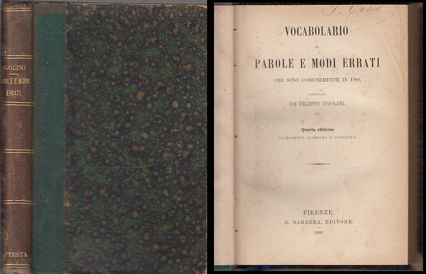 LZ- VOCABOLARIO PAROLE E MODI ERRATI- UGOLINI- BARBERA -- 4a ED.- 1880- C- XFS91