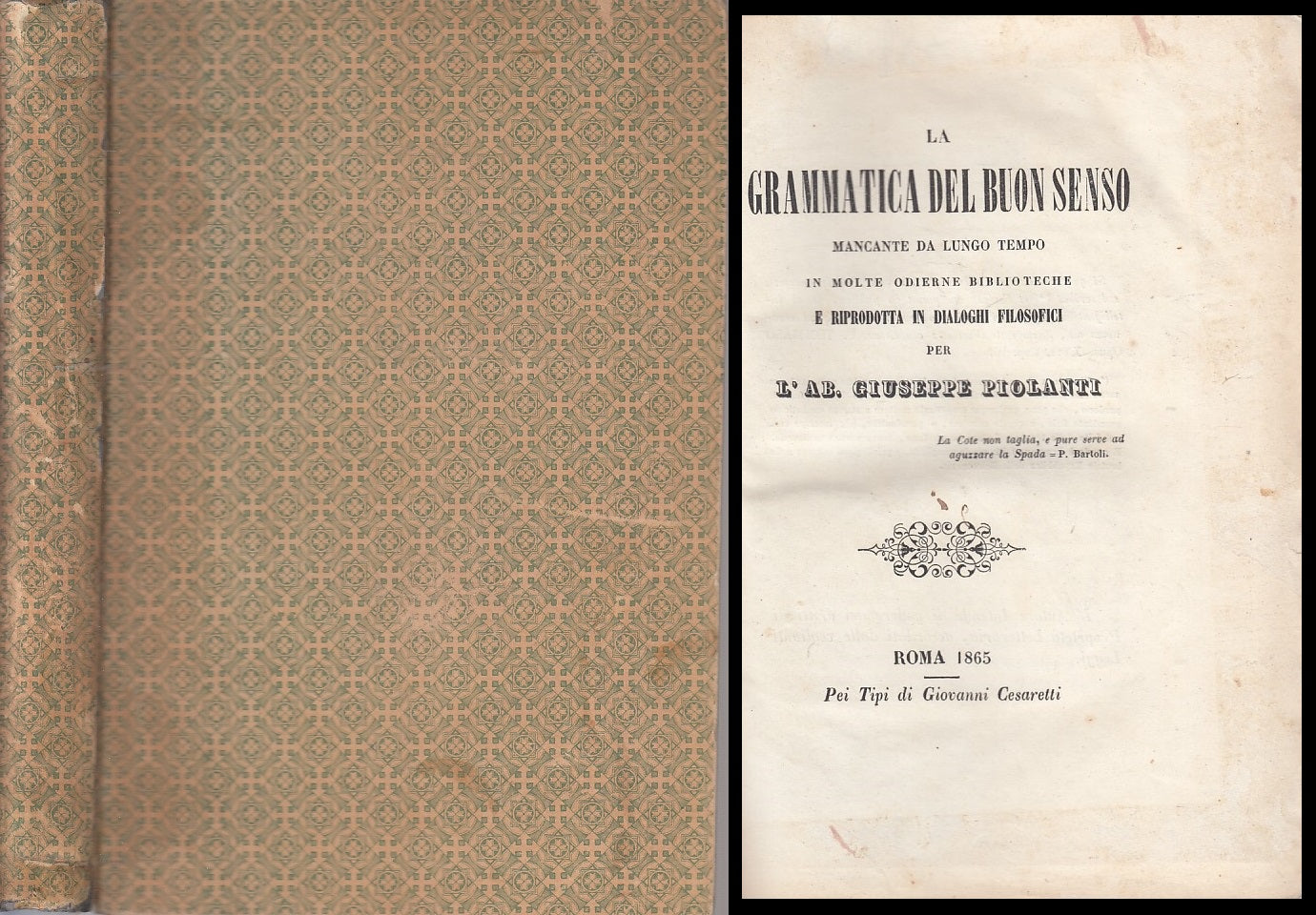 LS- LA GRAMMATICA DEL BUON SENSO -- ROMA --- 1865 - C - YFS584