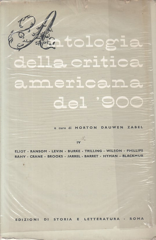 LS- ANTOLOGIA CRITICA AMERICANA DEL '900 VOL.IV -- ROMA --- 1964 - BS - ZFS196