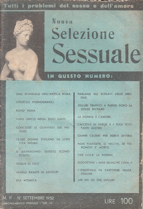 LX- PROBLEMI SESSO AMORE NUOVA SELEZIONE SESSUALE-- PEGASO --- 1952 - S - YFS333