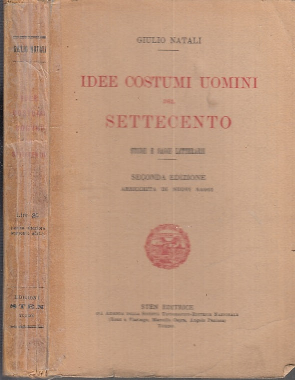 LS- IDEE COSTUMI UOMINI DEL SETTECENTO - GIULIO NATALI - STEN --- 1926- B- XFS96