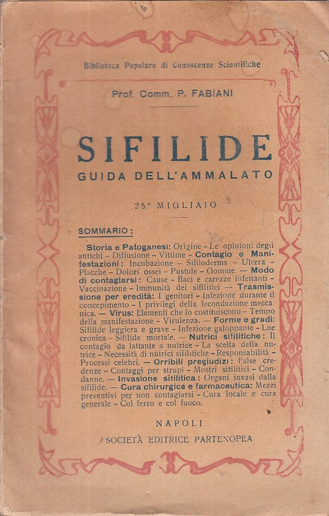 LZ- SIFILIDE GUIDA DELL'AMMALATO - FABIANI - NAPOLI --- 1908 - B - YFS424