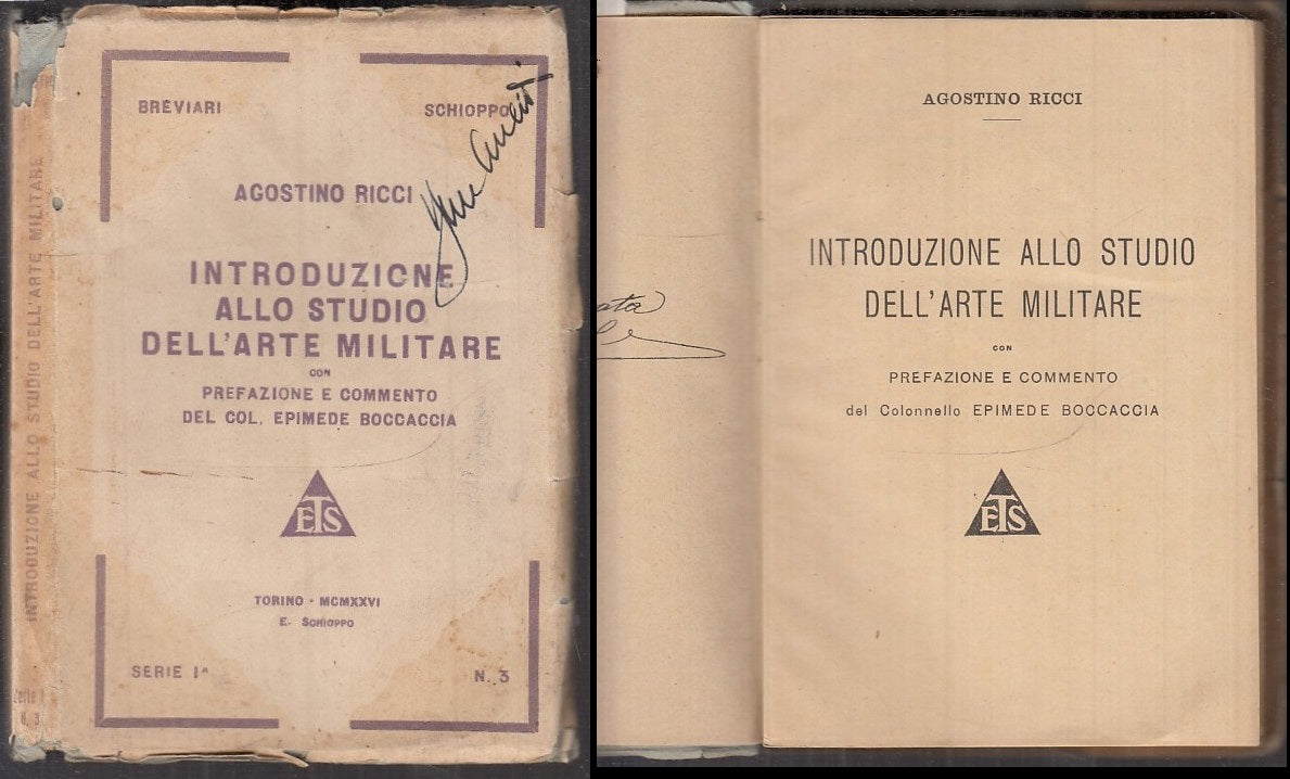 LM- INTRODUZIONE STUDIO DELL'ARTE MILITARE-  AGOSTINO RICCI- ETS--- 1926- B-MLT2