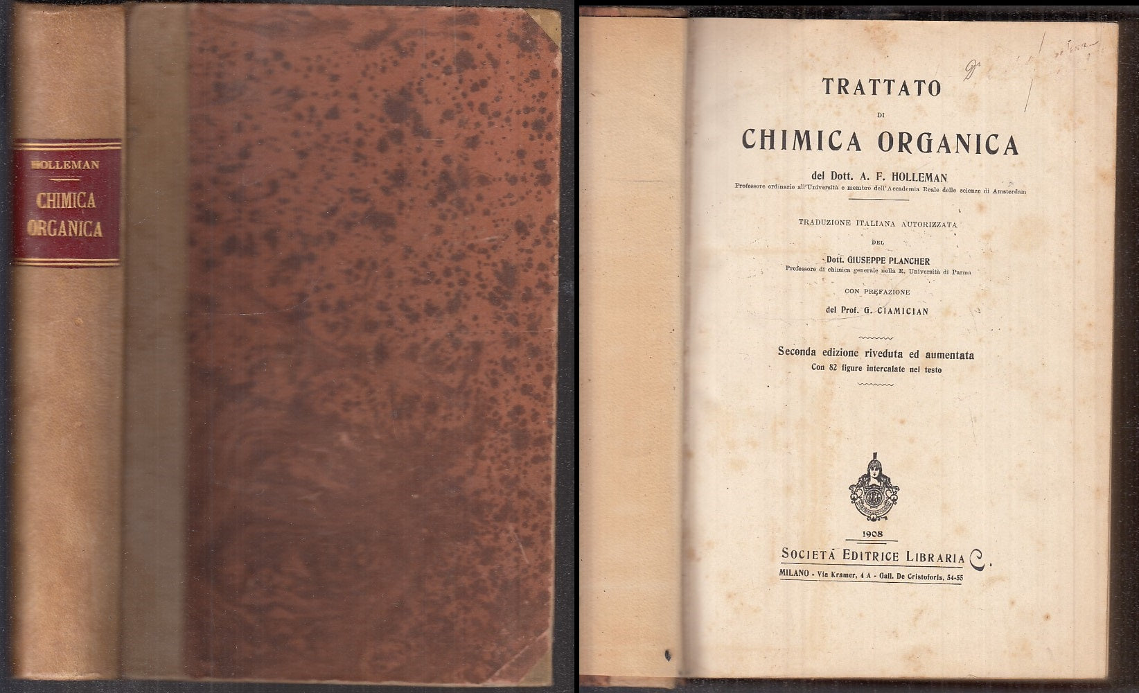 LZ- TRATTATO DI CHIMICA ORGANICA - HOLLEMAN - SEI --- 1908 - C - XFS143