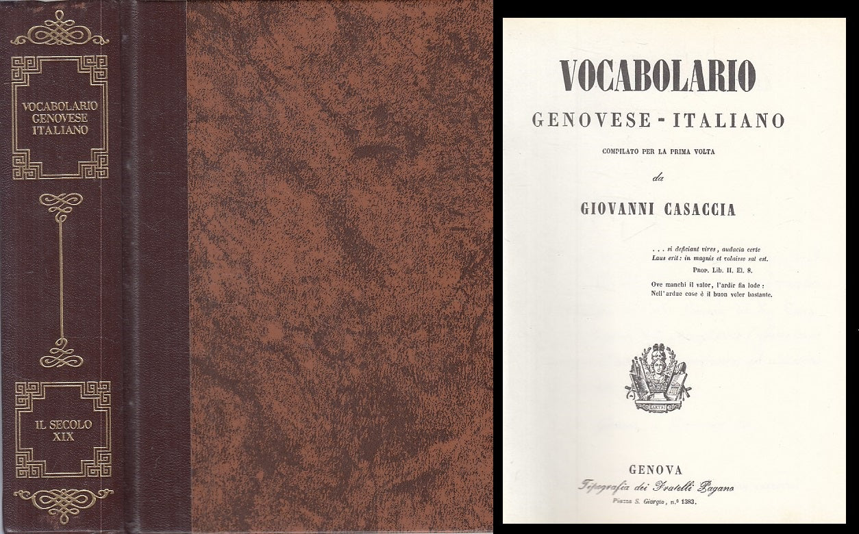 LZ- VOCABOLARIO GENOVESE ITALIANO - CASACCIA - GENOVA --- 1990 - C - ZFS227