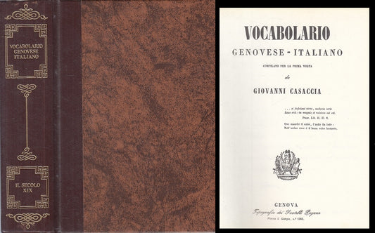 LZ- VOCABOLARIO GENOVESE ITALIANO - CASACCIA - GENOVA --- 1990 - C - ZFS227