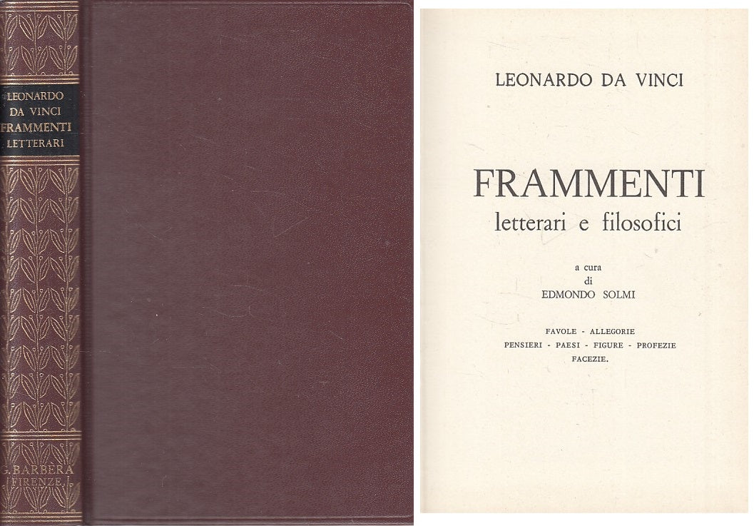 LS- FRAMMENTI LETTERARI E FILOSOFICI - DA VINCI - BARBERA --- 1979 - C - ZFS246