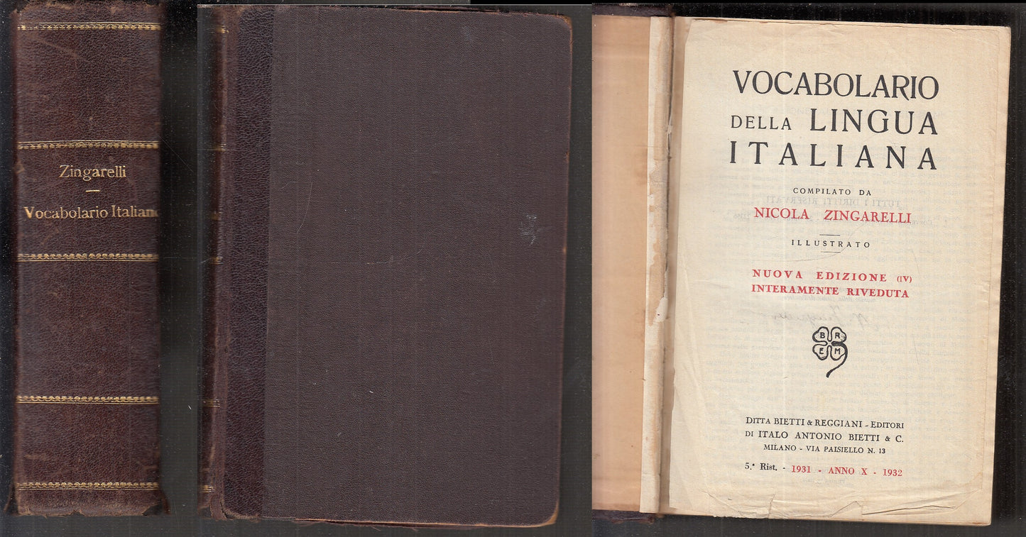 LZ- VOCABOLARIO LINGUA ITALIANA ILLUSTRATO- ZINGARELLI- BIETTI--- 1931- C-XFS111