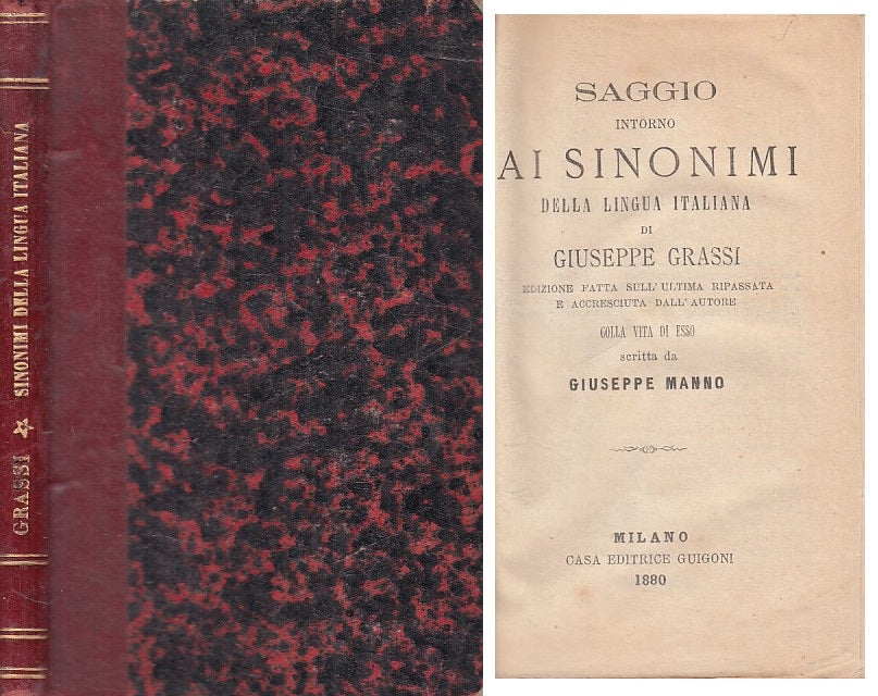 LS- SAGGIO SUI SINONIMI LINGUA ITALIANA - GRASSI - GUIGONI --- 1880 - C - YFS204