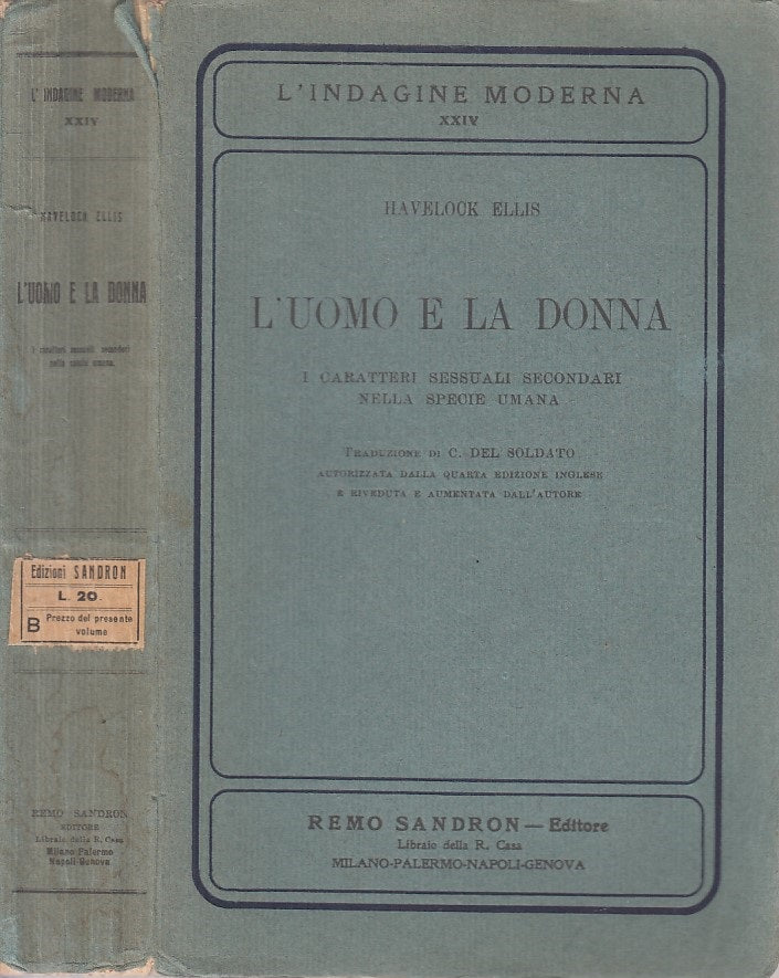 LS- L'UOMO E LA DONNA CARATTERI SESSUALI - ELLIS - SANDRON --- 1915 - B - ZFS269