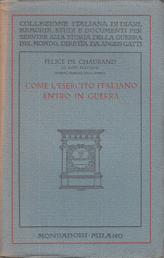 LS- COME L'ESERCITO ITALIANO ENTRO' IN GUERRA -- MONDADORI --- 1929 - B - ZFS669