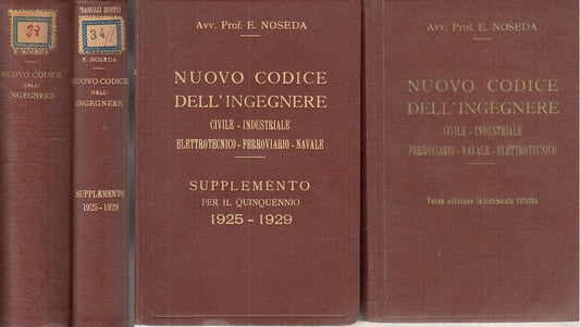 LZ- NUOVO CODICE DELL'INGEGNERE + SUPPLEMENTO- NOSEDA- HOEPLI--- 1925- B- XFS115