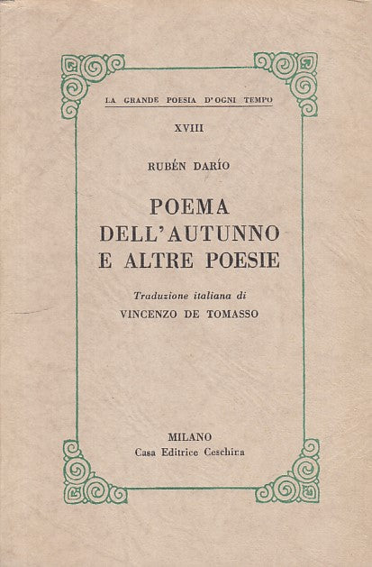LN- POEMA DELL'AUTUNNO E ALTRE POESIE - DARIO - CESCHINA --- 1961 - B - YFS393