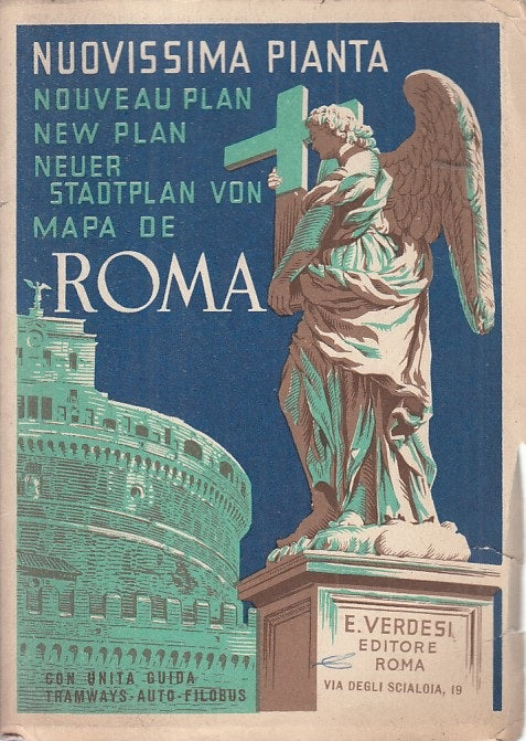 LZ- NUOVISSIMA PIANTA DI ROMA CON GUIDA -- VERDESI --- 1950 - S - ZFS154