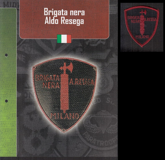 CM- DISTINTIVI MILITARI GAGLIARDETTO WW2 ITALIA- STEMMA BRIGATA NERA ALDO RESEGA