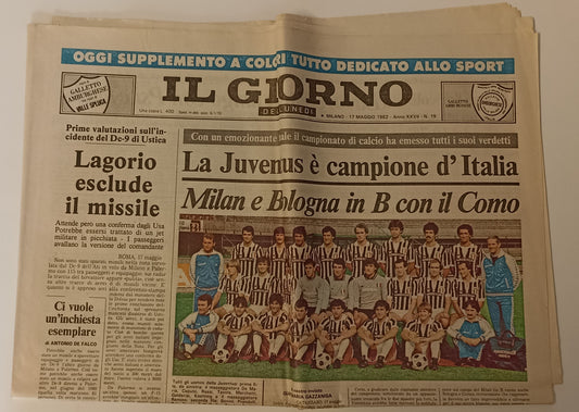 LC- QUOTIDIANO IL GIORNO JUVENTUS CAMPIONE D'ITALIA SCUDETTO 20----- 1982- S-YFS