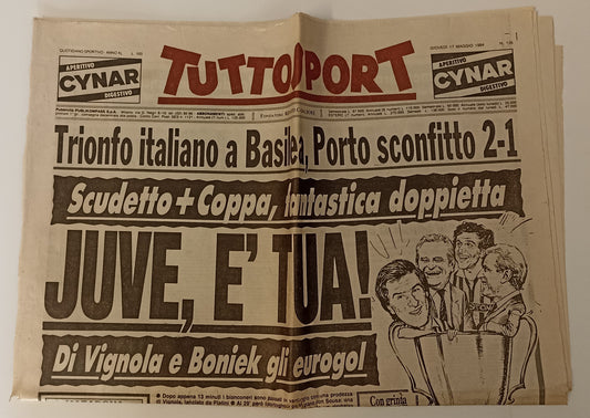 LC- QUOTIDIANO GAZZETTA DELLO SPORT JUVENTUS COPPA DELLE COPPE----- 1984- S- YFS