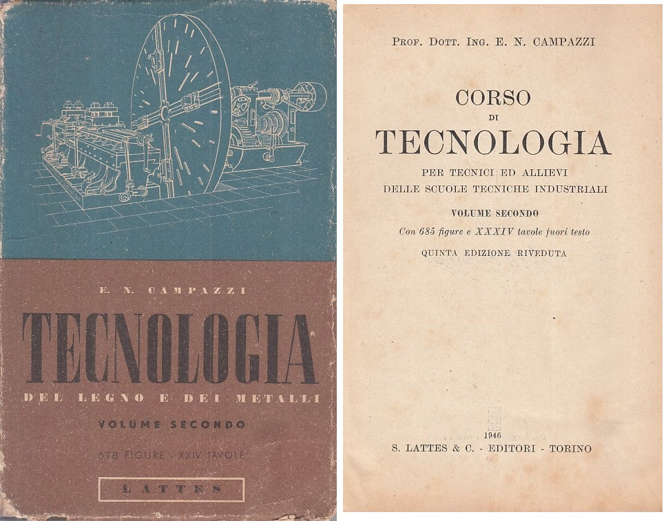 LZ- TECNOLOGIA LEGNO E METALLI VOL.2 - CAMPAZZI - LATTES --- 1946 - B - ZFS251