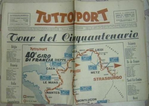 LC- QUOTIDIANO GAZZETTA SPORT 1953 TOUR DE FRANCE LOTTO 25 NUMERI - DC919