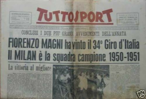 LC- QUOTIDIANO MAGNI HA VINTO IL 34° GIRO D'ITALIA TUTTOSPORT - BE605