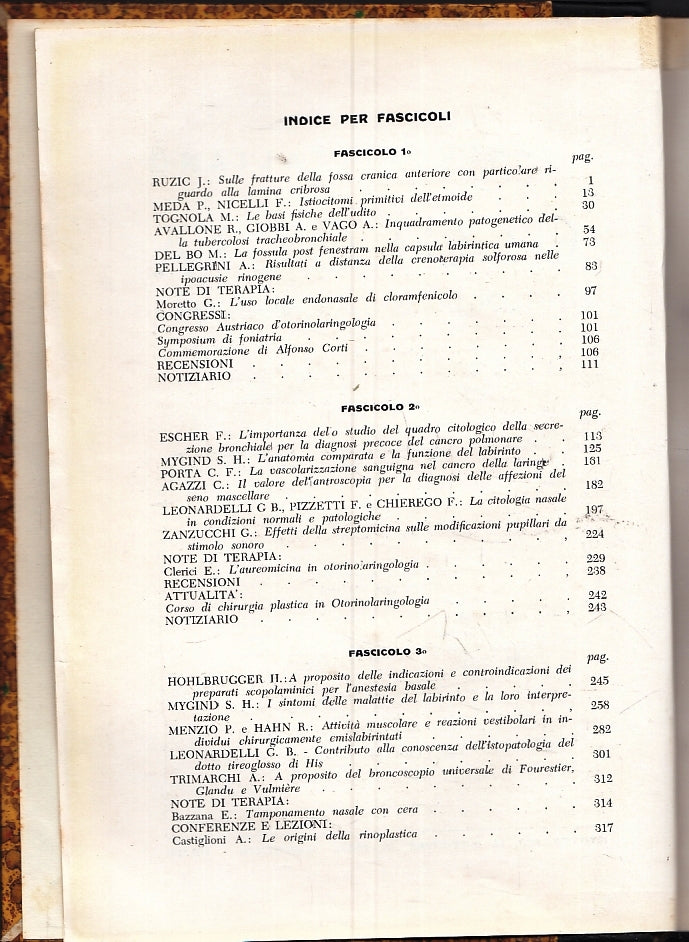 LQ- ARCHIVIO ITALIANO DI OTOLOGIA RINOLOGIA LARINGOLOGIA VOL. LXIII 1952- XFS112