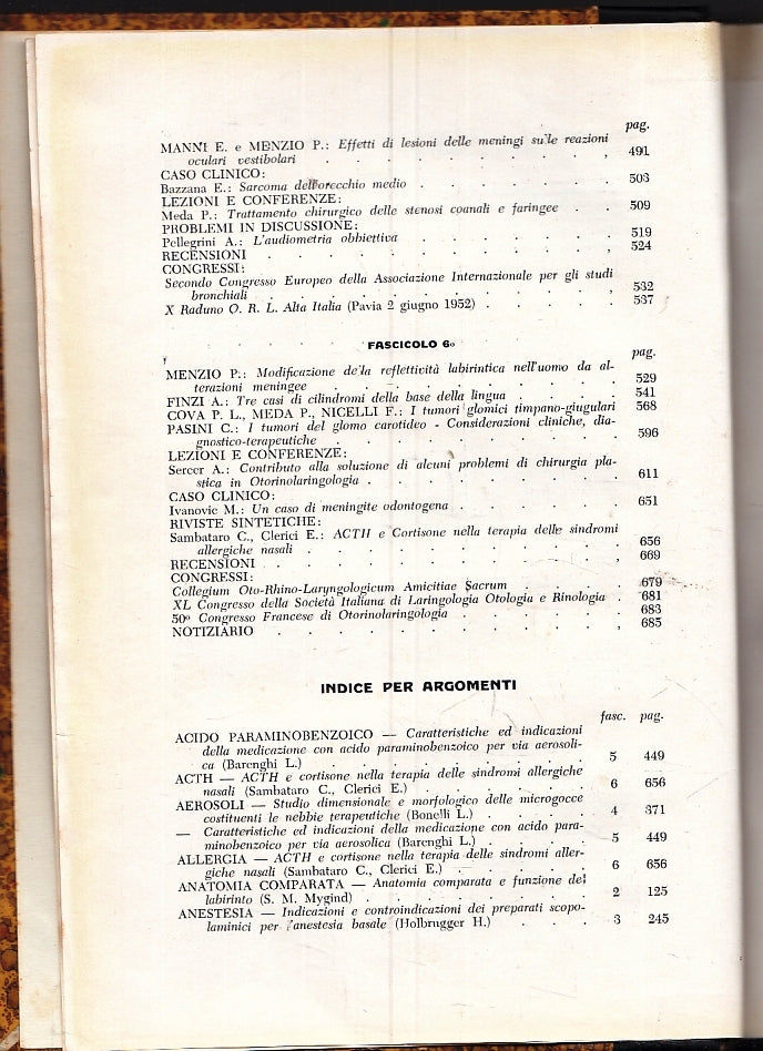 LQ- ARCHIVIO ITALIANO DI OTOLOGIA RINOLOGIA LARINGOLOGIA VOL. LXIII 1952- XFS112