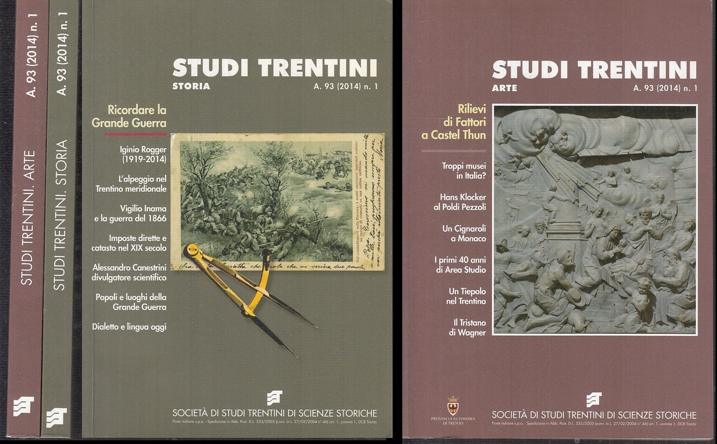 LS- STUDI TRENTINI STORIA e ARTE A.93 N.1 -- SCIENZE STORICHE --- 2014- B- XFS25