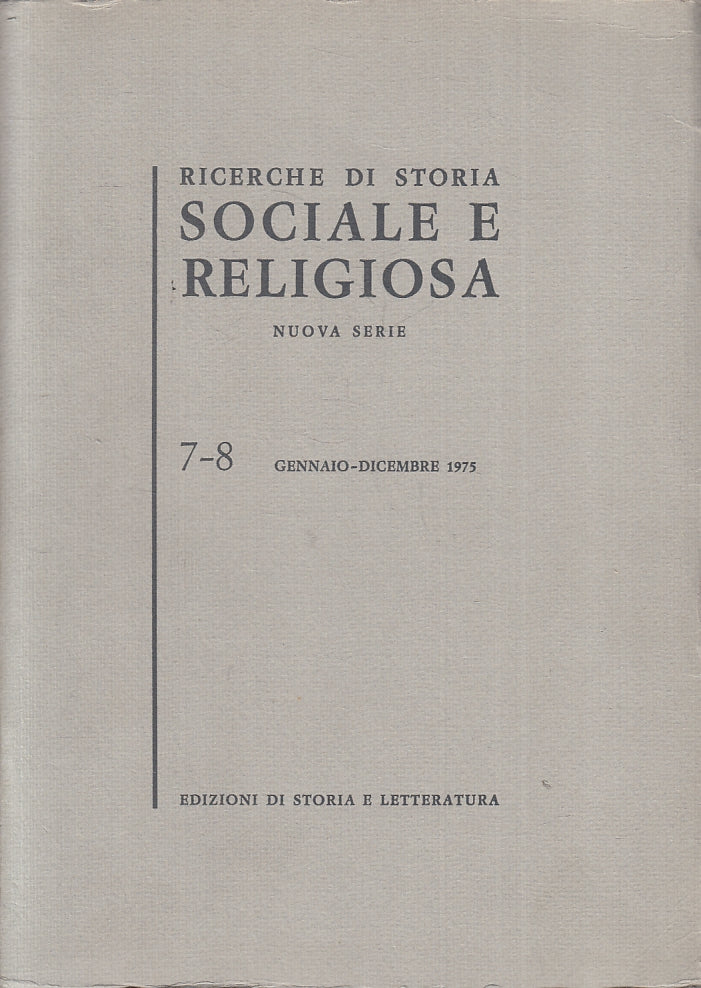LS- RICERCHE DI SOCIALE E RELIGIOSA 7/8 GENNAIO/DICEMBRE 1975--- 1976- B- ZFS169