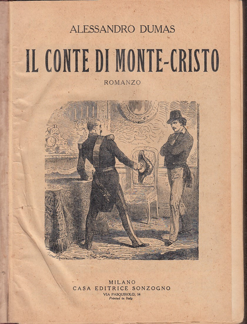 LN- IL CONTE DI MONTE CRISTO - DUMAS - SONZOGNO --- 1900 - C - YFS862