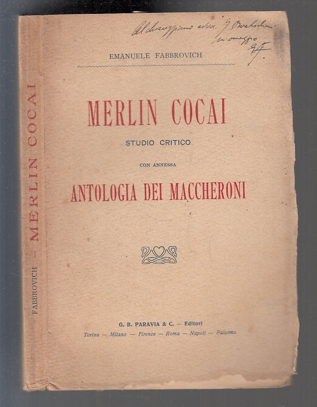 LZ- MERLIN COCAI ANTOLOGIA DEI MACCHERONI - FABBROVICH - PARAVIA ---- B- XFS127