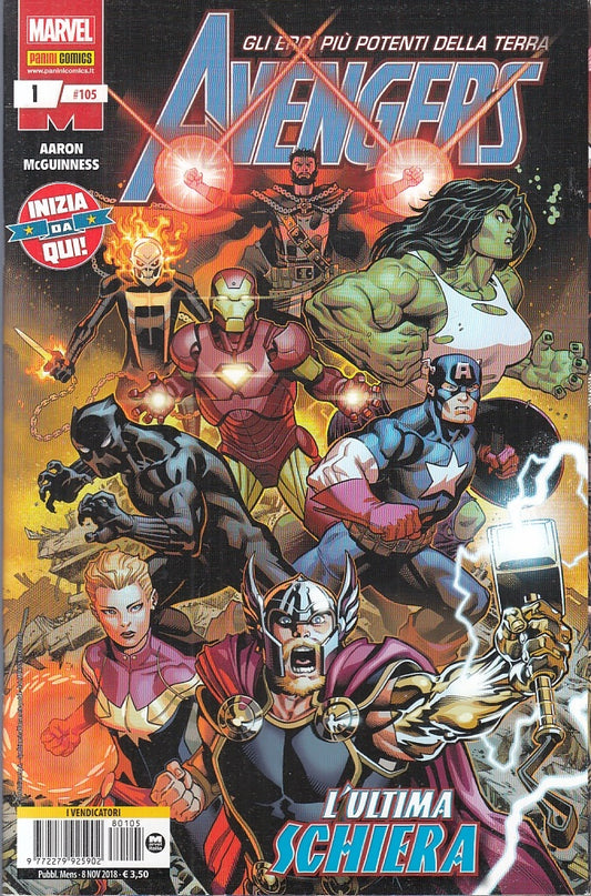 FS-AVENGERS 1/39 + 50 GLI EROI PIU' POTENTI TERRA OFFERTA-- PANINI- 2018- S- VBX