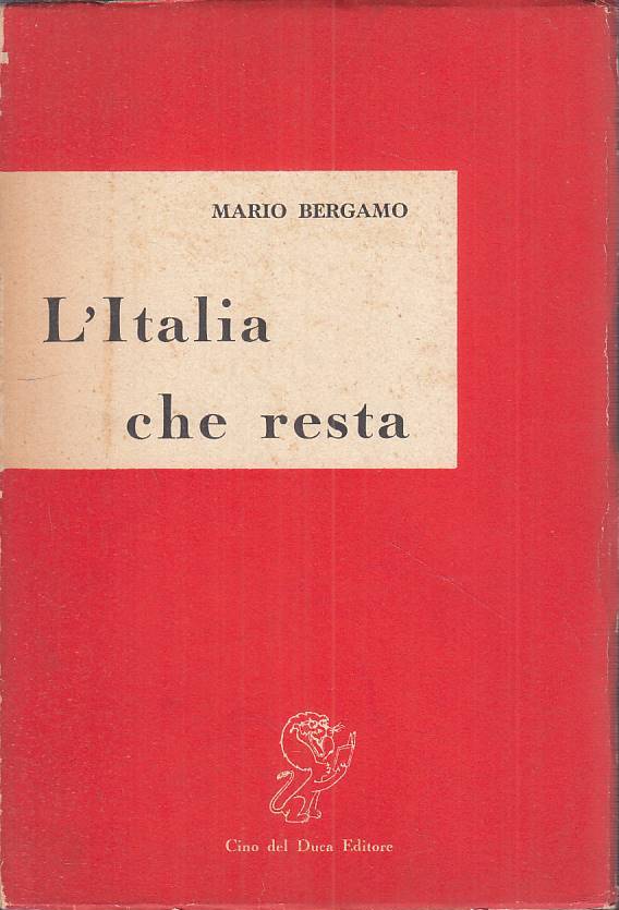 LS- L'ITALIA CHE RESTA SAGGI - BERGAMO - CINO DEL DUCA --- 1960 - B - YTS12