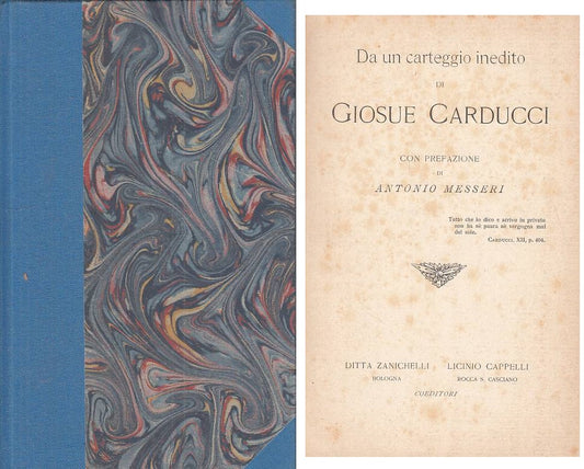 LS- CARTEGGIO INEDITO GIOSUE CARDUCCI-- ZANICHELLI CAPPELLI--- 1907 - C - YFS201